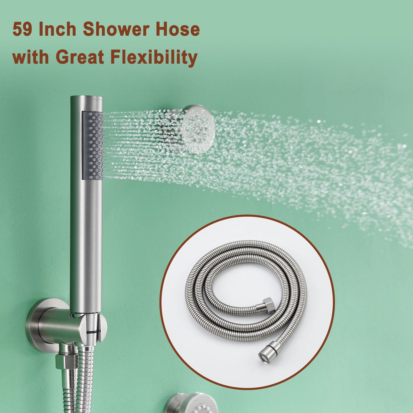 Mondawe Round Shower System With Body Jet,12 inch Wall Mounted High-Pressure Rainfall Shower Head Handheld and 6 pcs Body Sprays,Rain Shower Mixer Combo Set