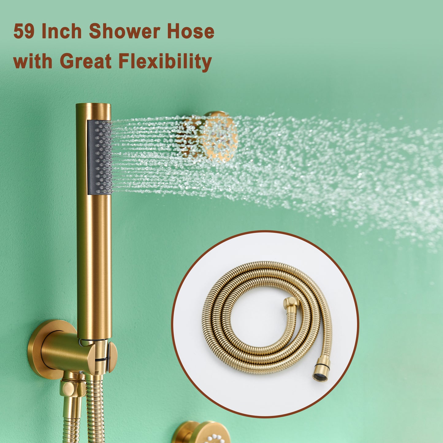 Mondawe Round Shower System With Body Jet,12 inch Wall Mounted High-Pressure Rainfall Shower Head Handheld and 6 pcs Body Sprays,Rain Shower Mixer Combo Set