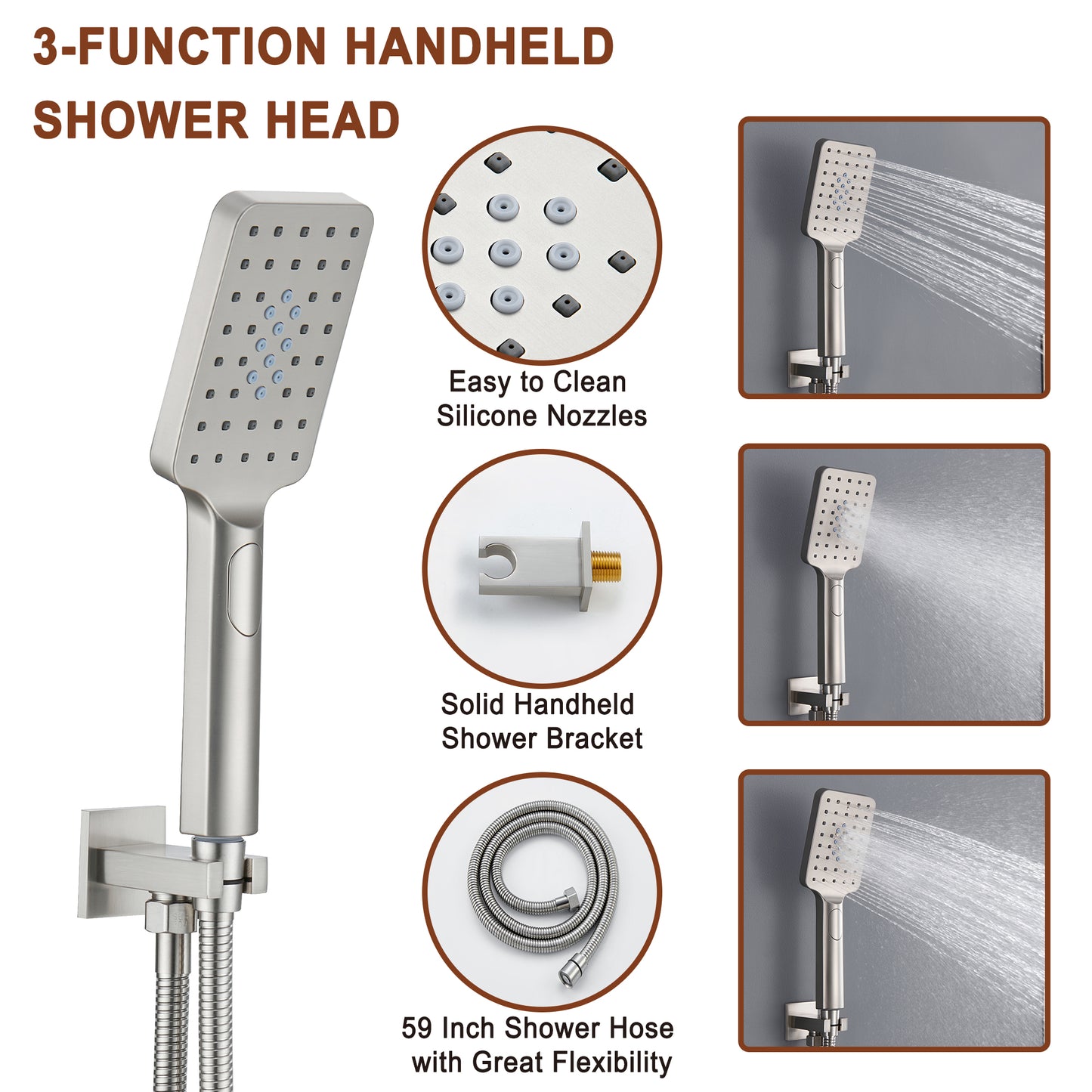 Mondawe Luxury Thermostatic LED 4-Spray Patterns 12 in. Flush Ceiling Mount Rainfall Dual Shower Heads