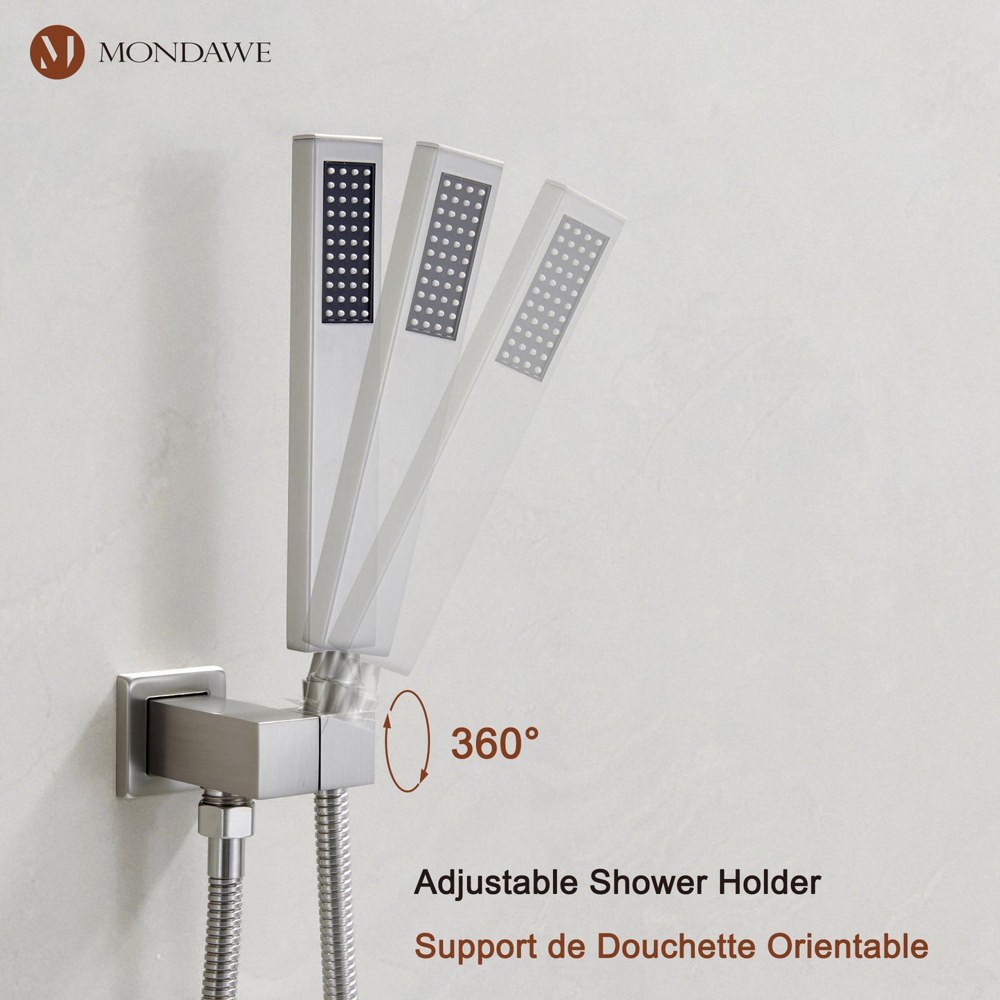 Mondawe 2 Functions Wall Mount Luxury Thermostatic Complete Shower System (Rough-In Valve Included) in Nickel/Black