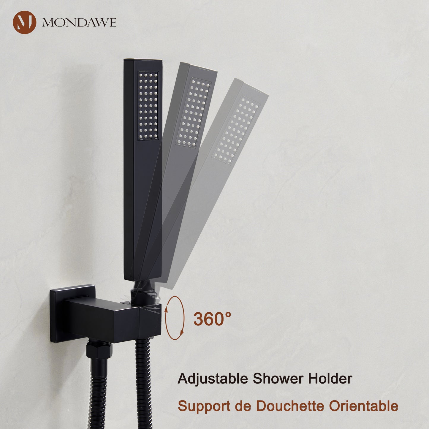 Mondawe 2 Functions Wall Mount Luxury Thermostatic Complete Shower System (Rough-In Valve Included) in Nickel/Black