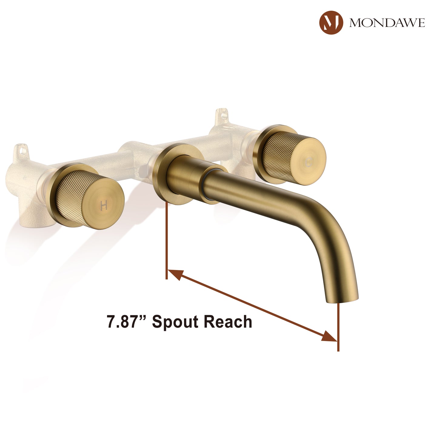 Wall Mounted Basin Faucet in Brushed Gold/BlackNickel Brushed