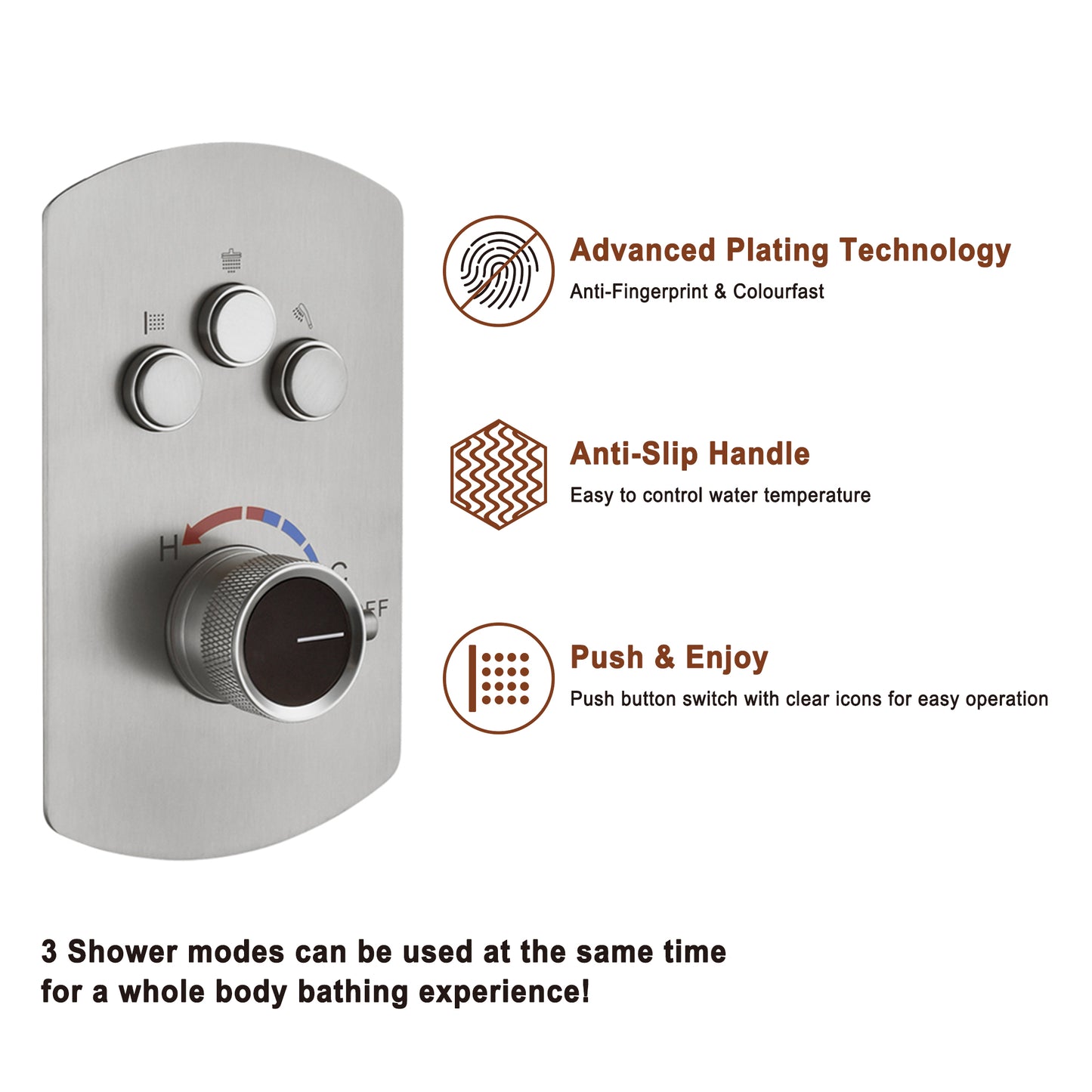 Mondawe Pressure Balanced 3-Spray Patterns 12 in. Ceiling Mounted Rainfall Dual Shower Heads with Handheld