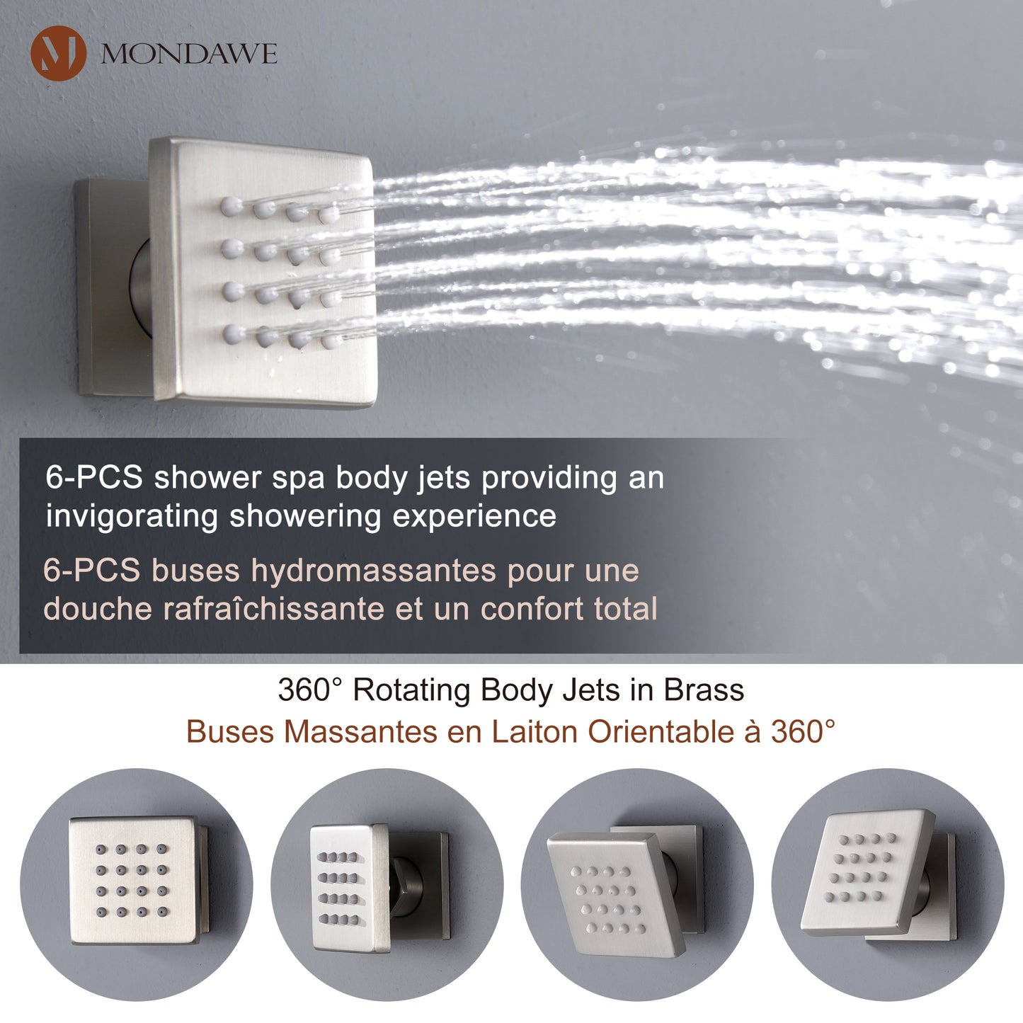 Mondawe Luxury 4-Way Thermostatic Shower System with LED and Music Player