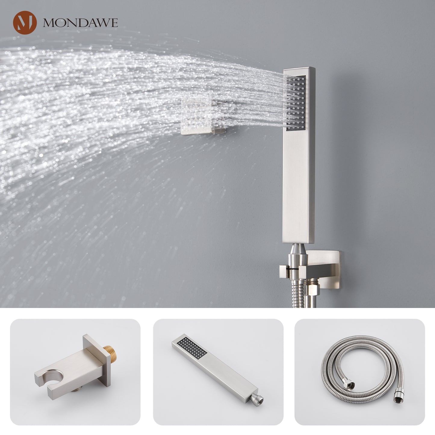 Mondawe Luxury 4-Way Thermostatic Shower System with LED and Music Player