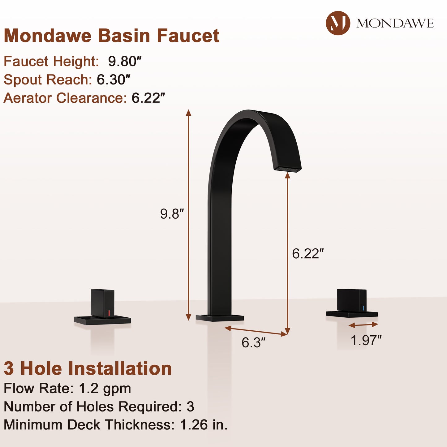 Waterfall Basin Faucet in Black/Nickel Brushed/Brushed Gold