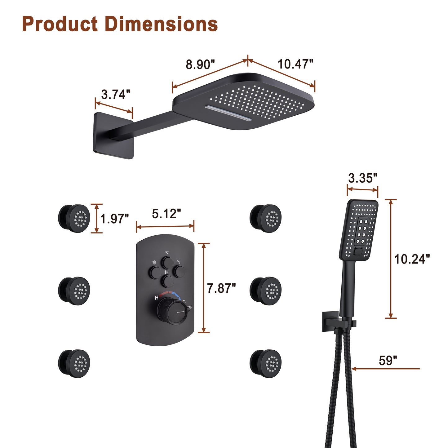 Mondawe Pressure Balanced 4-Spray Patterns 22 in. Wall Mounted Rainfall Dual Shower Heads