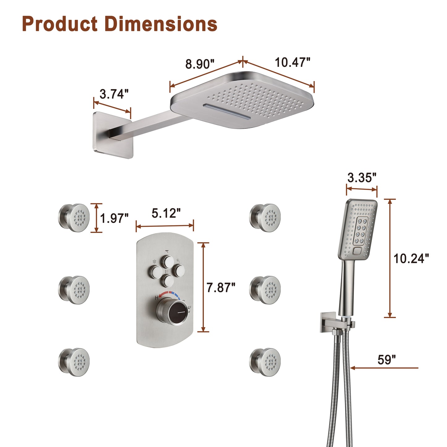 Mondawe Pressure Balanced 4-Spray Patterns 22 in. Wall Mounted Rainfall Dual Shower Heads