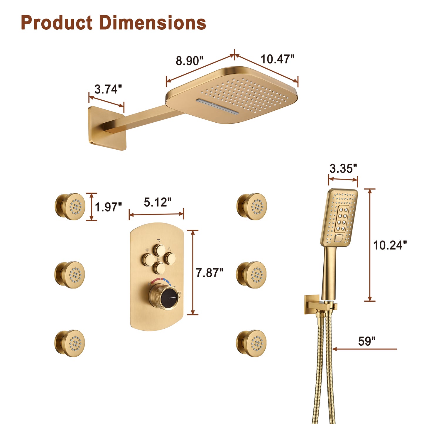 Mondawe Pressure Balanced 4-Spray Patterns 22 in. Wall Mounted Rainfall Dual Shower Heads