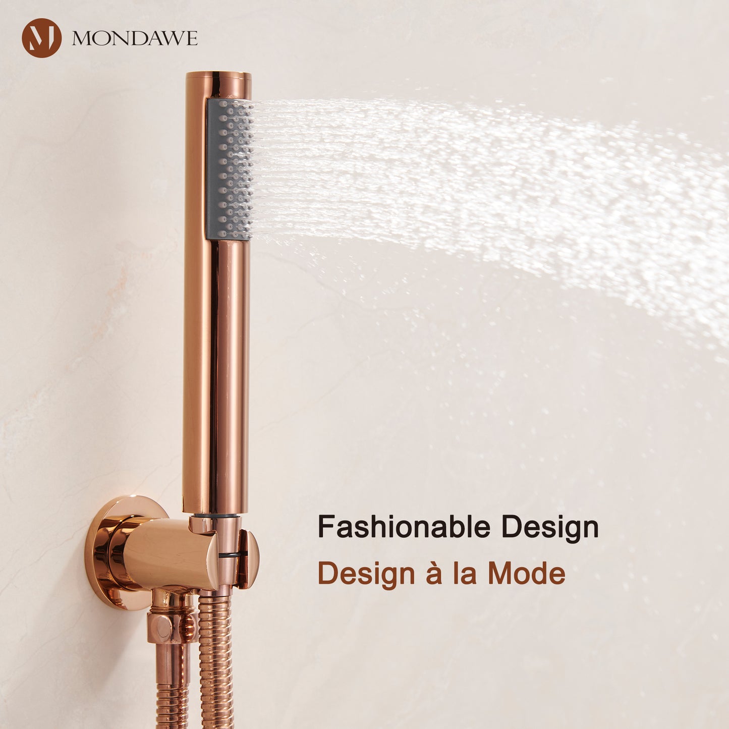 Mondawe High Pressure Round Complete Mixer Shower Head System (Rough-In Valve Included)