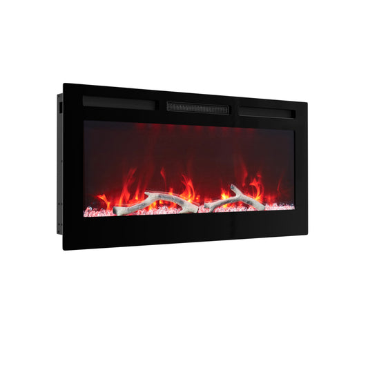 Mondawe 4780 BTU Wall-Mounted Recessed Electric Fireplace with Remote Control Adjustable Flame Color & Temperature Setting