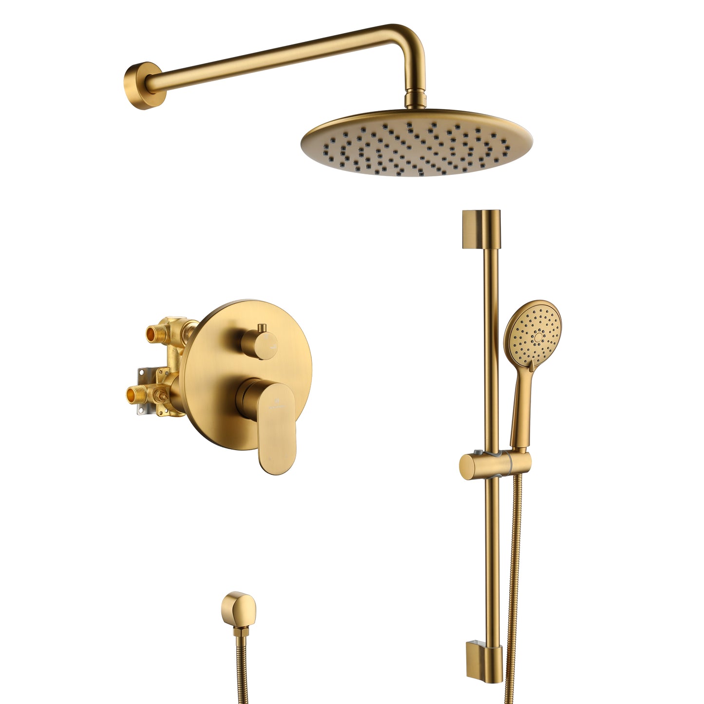 Mondawe Retro Series 2-Spray Patterns with 1.8 GPM 9 in. Rain Wall Mount Dual Shower Heads with Handheld and Spout in Brushed Nickel/ Black/ Bronze/Brushed Gold