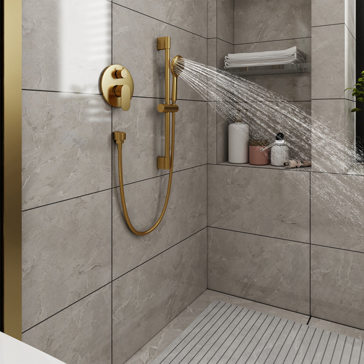 Mondawe Retro Series 2-Spray Patterns with 1.8 GPM 9 in. Rain Wall Mount Dual Shower Heads with Handheld and Spout in Brushed Nickel/ Black/ Bronze/Brushed Gold